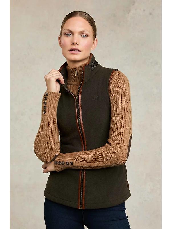 Holland Cooper Women's Country Fleece Gilet - Khaki Image 2