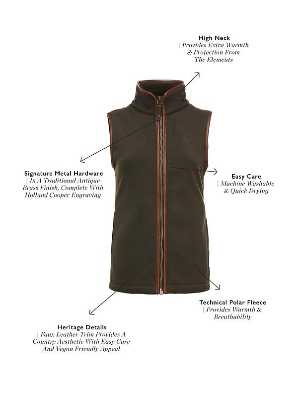 Holland Cooper Women's Country Fleece Gilet - Khaki Image 5