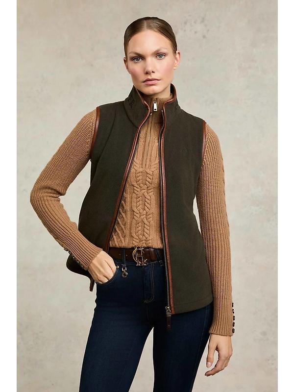 Holland Cooper Women's Country Fleece Gilet - Khaki Image 8