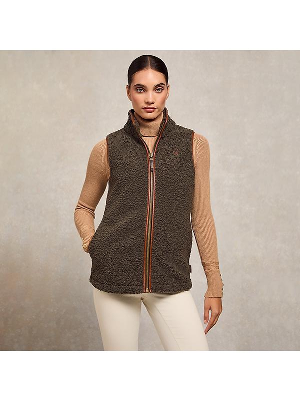 Holland Cooper Women's Country Fleece Gilet - Khaki Borg Image 2