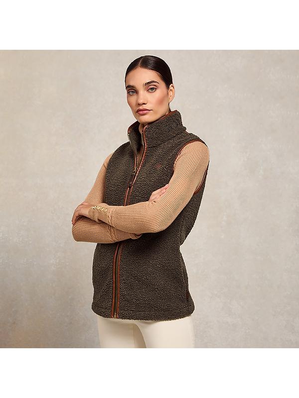 Holland Cooper Women's Country Fleece Gilet - Khaki Borg Image 3