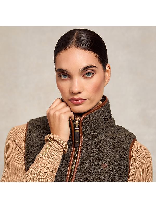 Holland Cooper Women's Country Fleece Gilet - Khaki Borg Image 8