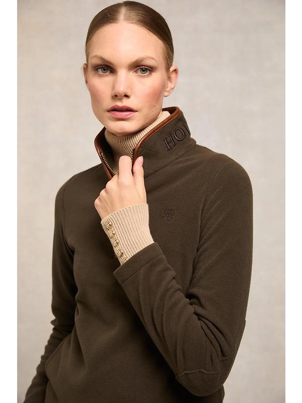 Holland Cooper Women's Country Fleece Quarter Zip - Khaki Image 3
