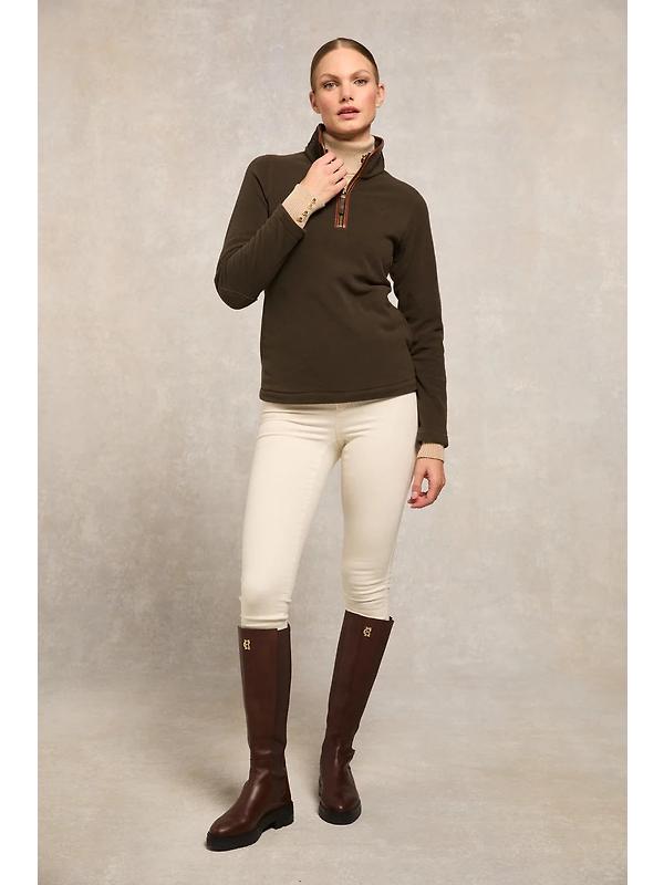 Holland Cooper Women's Country Fleece Quarter Zip - Khaki Image 6