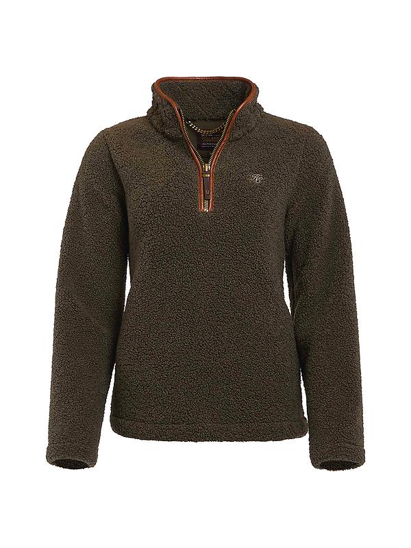 Holland Cooper Women's Country Fleece Quarter Zip - Khaki Borg Image 1