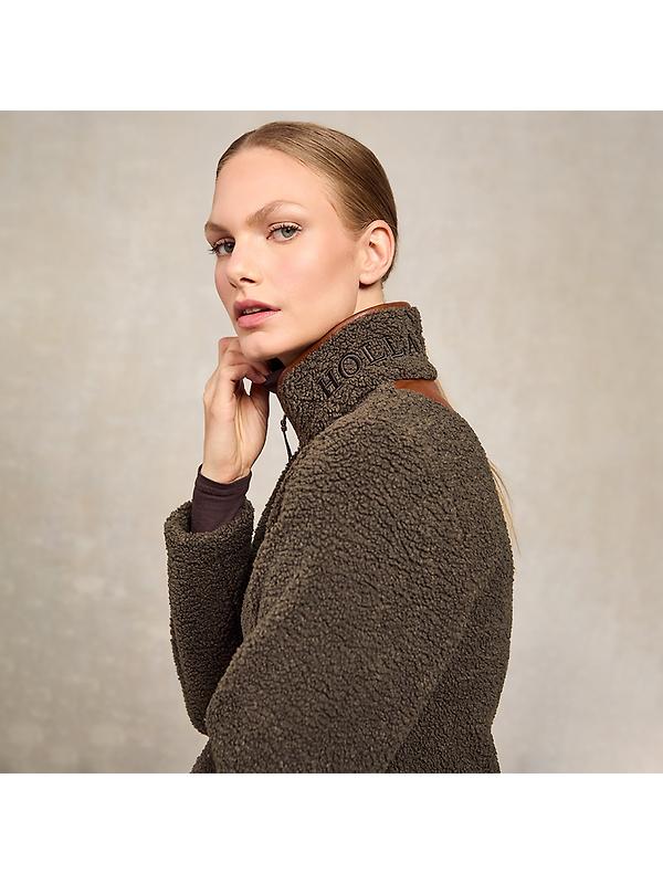 Holland Cooper Women's Country Fleece Quarter Zip - Khaki Borg Image 4