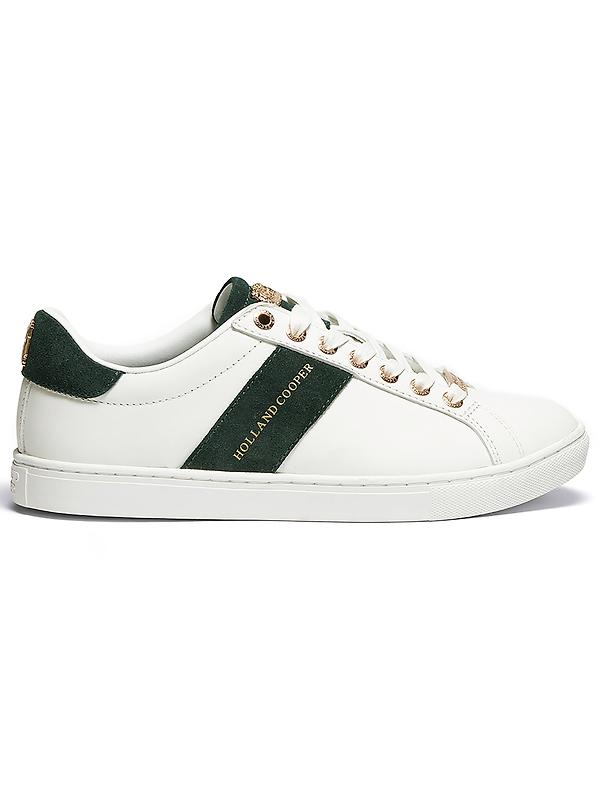 Product image of Holland Cooper Women's Knightsbridge Court Trainers - White Racing Green