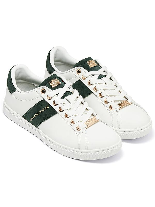 Holland Cooper Women's Knightsbridge Court Trainers - White Racing Green Image 4