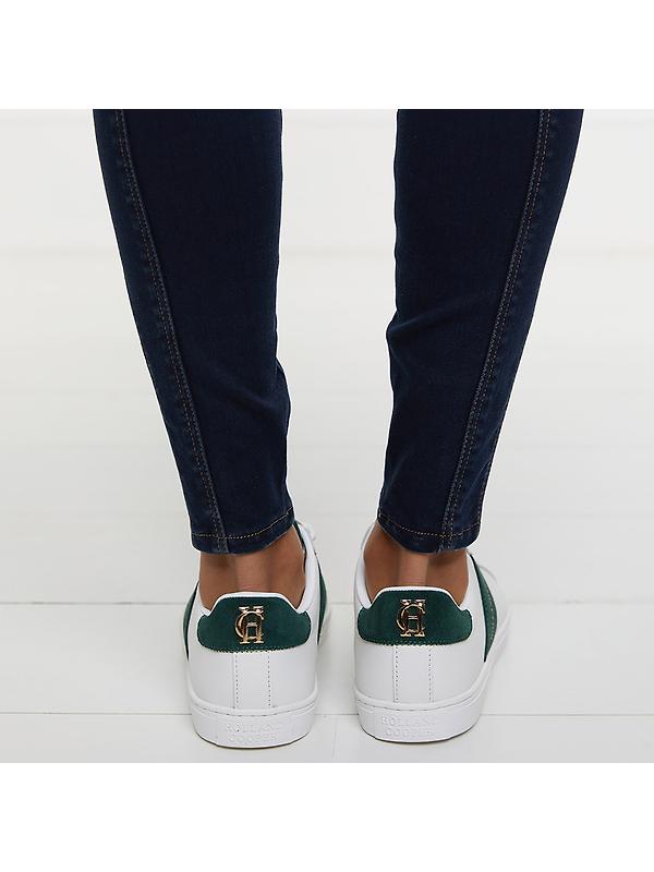 Holland Cooper Women's Knightsbridge Court Trainers - White Racing Green Image 5