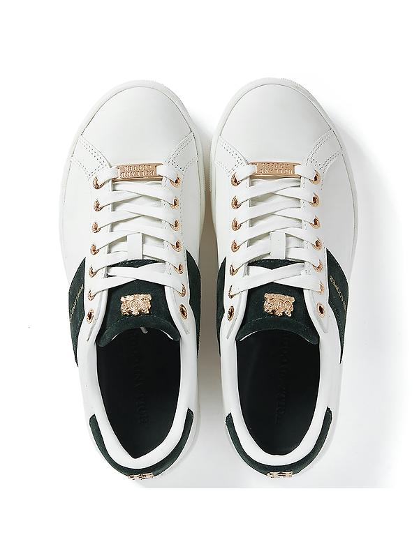 Holland Cooper Women's Knightsbridge Court Trainers - White Racing Green Image 6