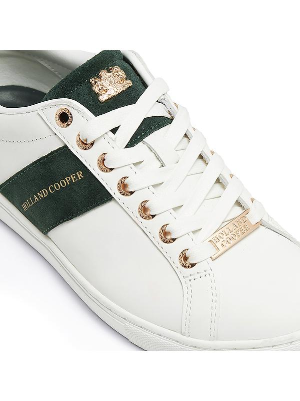 Holland Cooper Women's Knightsbridge Court Trainers - White Racing Green Image 7