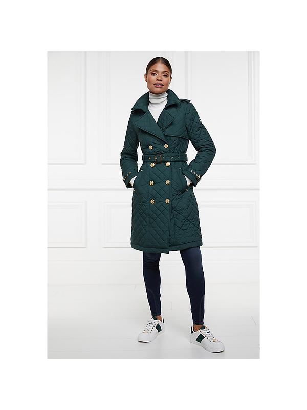 Holland Cooper Women's Knightsbridge Court Trainers - White Racing Green Image 2