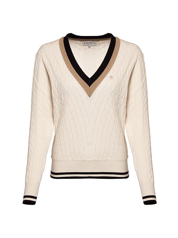Holland Cooper Women's Melissa V Neck Knit - Natural Product Image