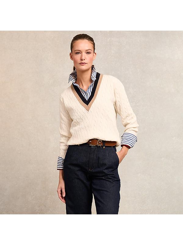 Holland Cooper Women's Melissa V Neck Knit - Natural Image 2