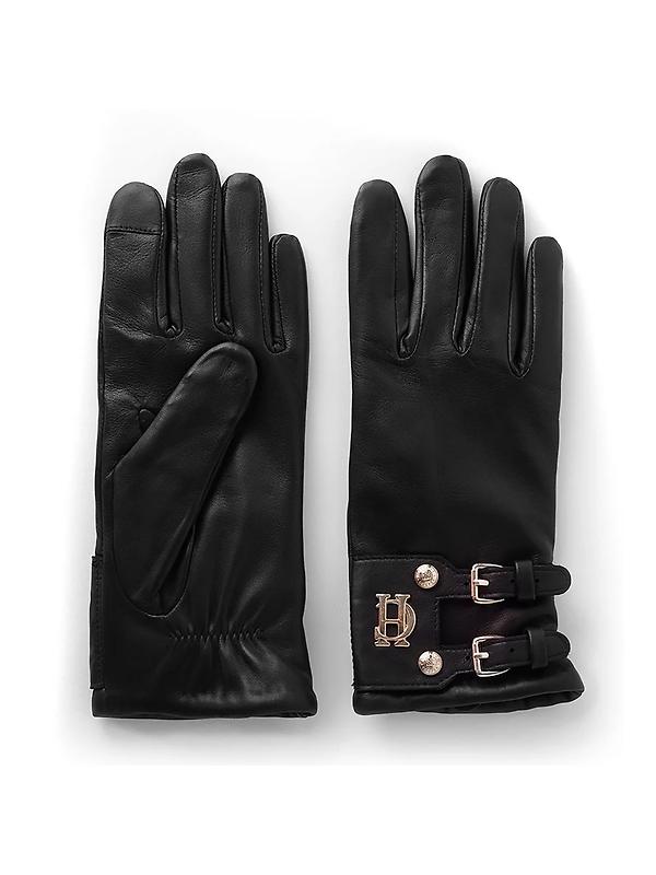 Holland Cooper Women's Monogram Leather Gloves - Black Product Image
