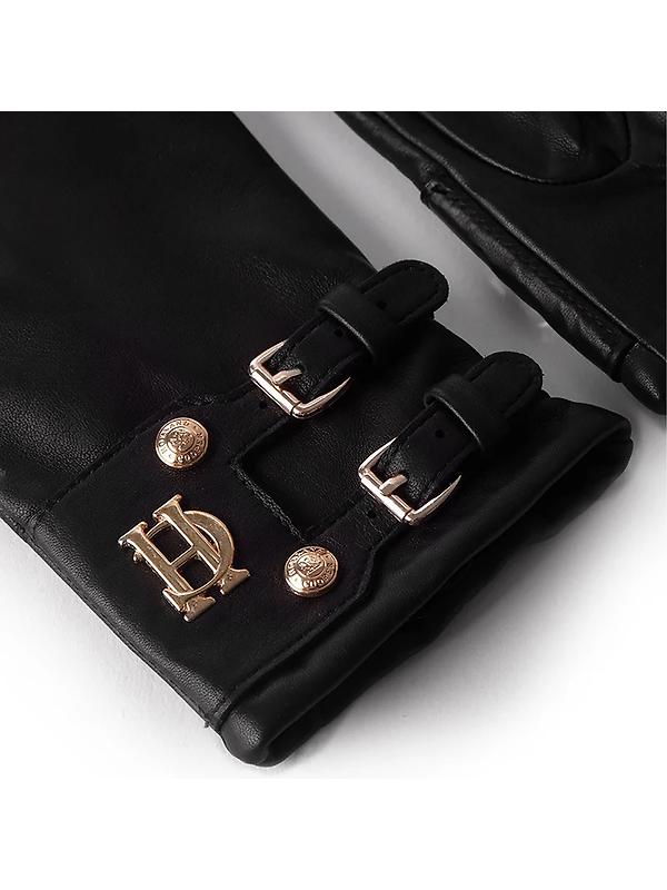 Holland Cooper Women's Monogram Leather Gloves - Black Image 3