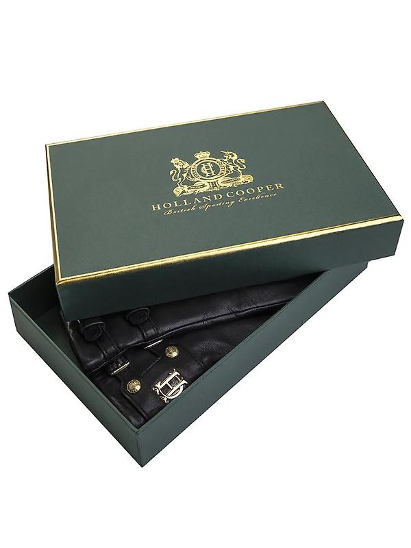 Holland Cooper Women's Monogram Leather Gloves - Black Image 5