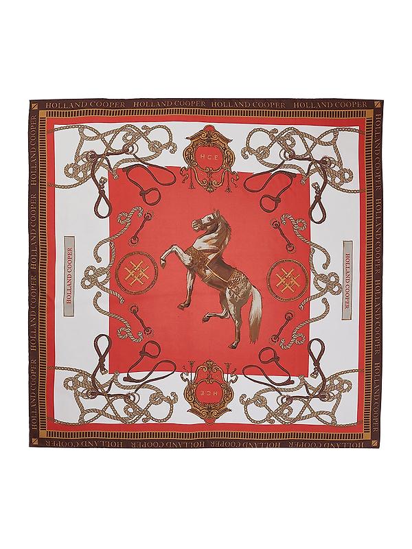 Holland Cooper Women's Regal Horse Silk Scarf - Sienna Product Image