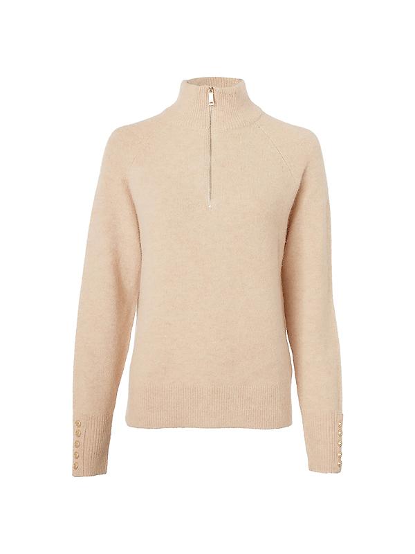 Holland Cooper Women's Tori Quarter Zip Knit - Camel Product Image