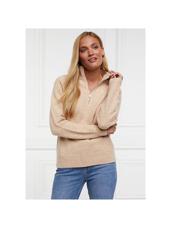 Holland Cooper Women's Tori Quarter Zip Knit - Camel Image 5