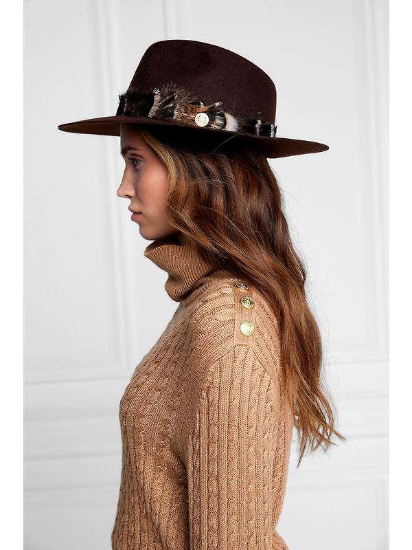 Holland Cooper Trilby Hat Iridescent Feather Band - Chocolate Image 4