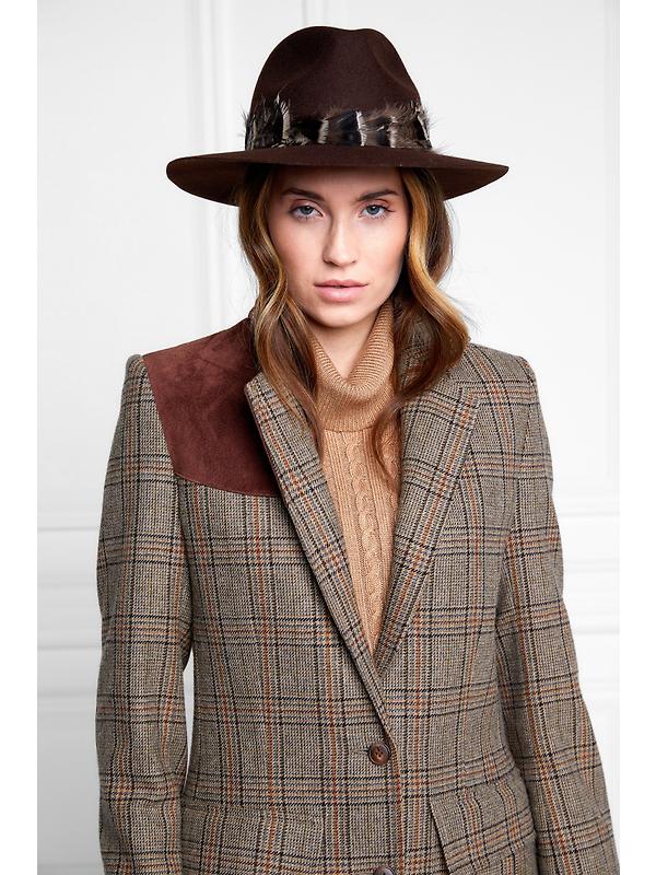 Holland Cooper Trilby Hat Iridescent Feather Band - Chocolate Image 3