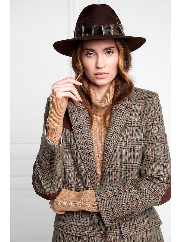 Holland Cooper Trilby Hat Iridescent Feather Band - Chocolate Image 5