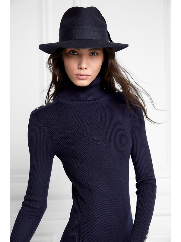 Holland Cooper Trilby Hat Spot Feather - Ink Navy Image 2