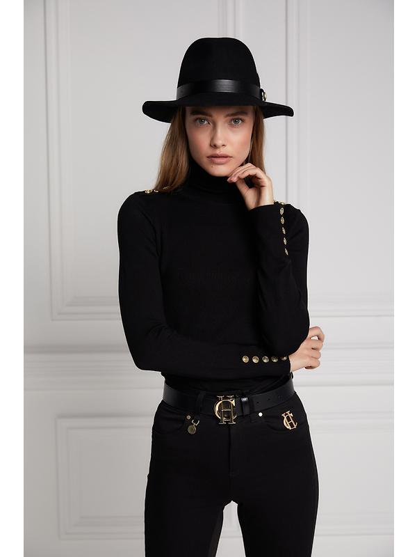 Holland Cooper Women's Buttoned Knit Roll Neck - Black Image 5