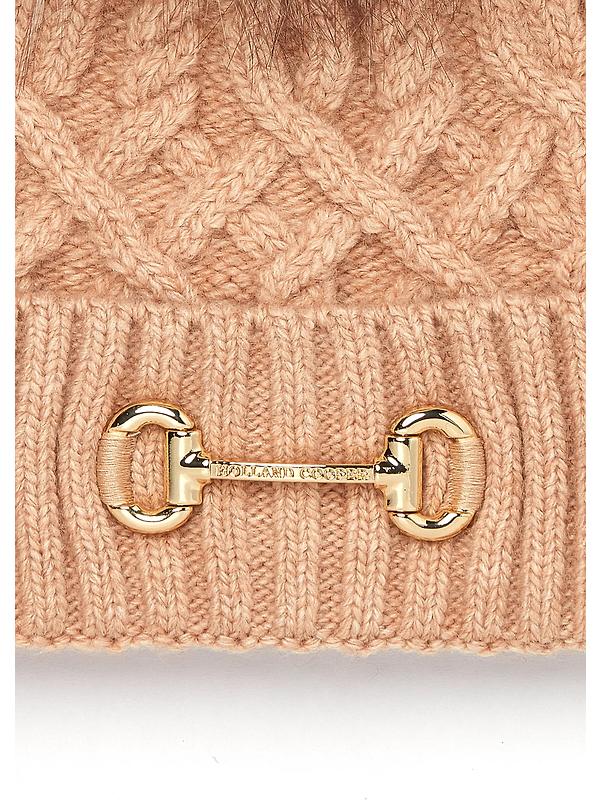 Holland Cooper Horsebit Beanie Bobble Hat - Camel Image 2