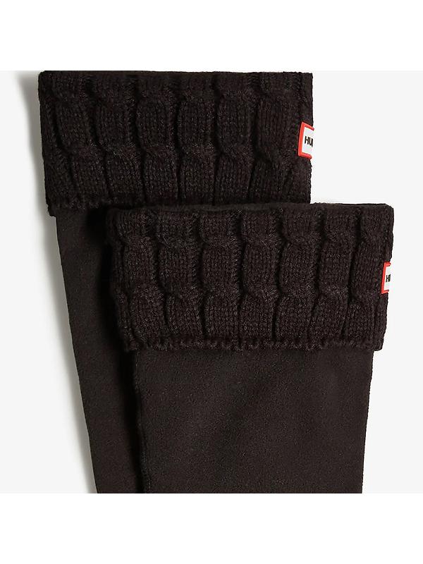 Hunter Recycled 6 Stitch Cable Cuff Tall Boot Socks - Black Image 3