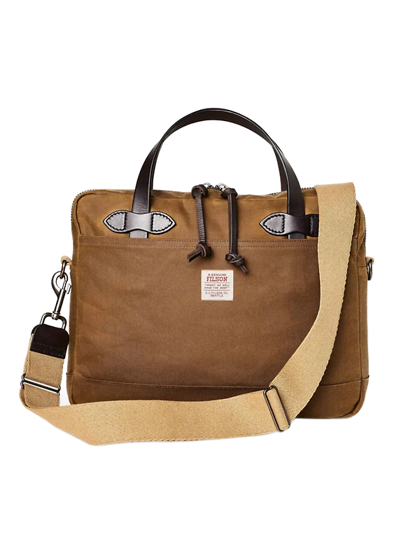 Filson Tin Cloth Compact Briefcase - Dark Tan Image 1