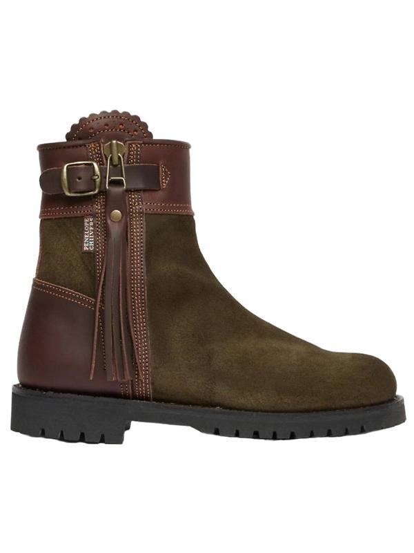 Product image of Penelope Chilvers Women's Inclement Cropped Tassel Boot - Seaweed/Conker