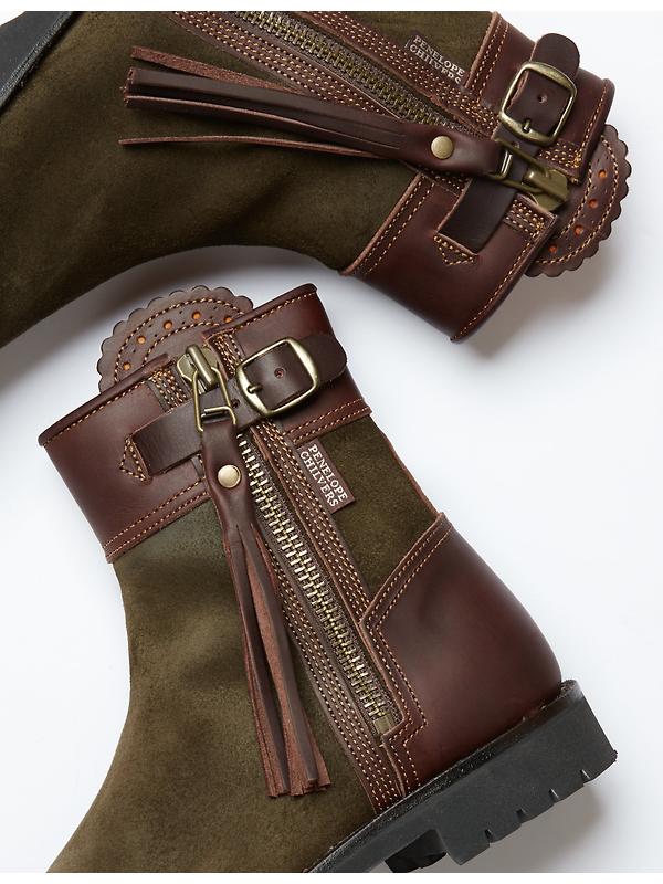 Penelope Chilvers Women's Inclement Cropped Tassel Boots - Seaweed/Conker Image 5