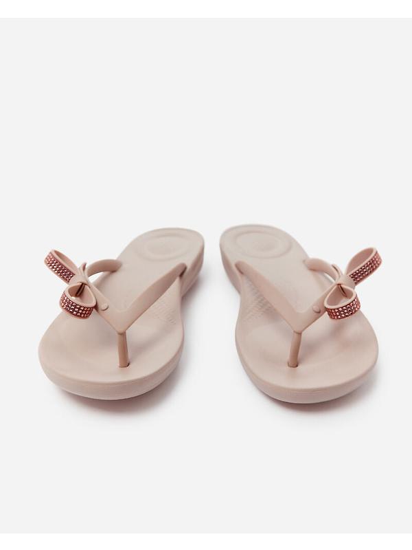 FitFlop Women's iQUSHION Glitz-Bow Flip Flops - Nude Rose Image 9