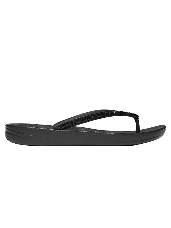 FitFlop Women's IQUSHION Multi-Crystal Ergonomic Flip-Flops - All Black Product Image