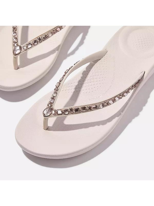 FitFlop Women's IQUSHION Multi-Crystal Ergonomic Flip-Flops - Nude Rose Image 3