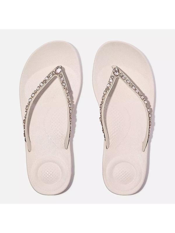 FitFlop Women's IQUSHION Multi-Crystal Ergonomic Flip-Flops - Nude Rose Image 4