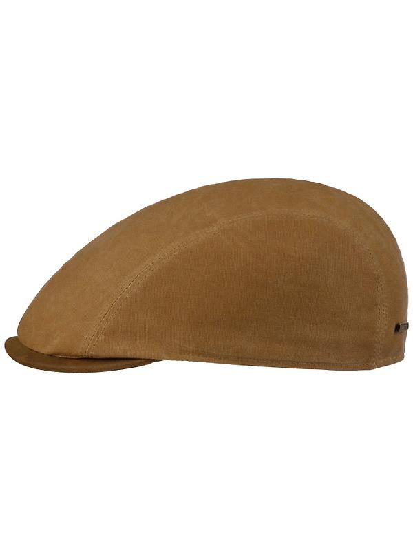Stetson Ivy Waxed Cotton Flat Cap Hat - Chestnut Brown Image 1