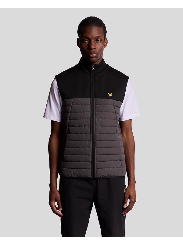 Lyle & Scott Men's Sports Fleece Hybrid Gilet - Jet Black/ Granite Image 2
