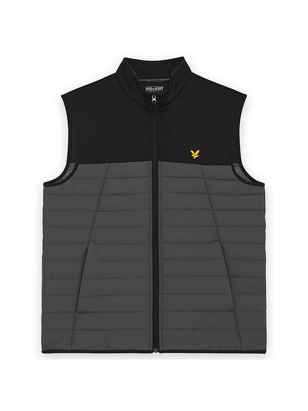 Lyle & Scott Men's Sports Fleece Hybrid Gilet - Jet Black/ Granite Image 1