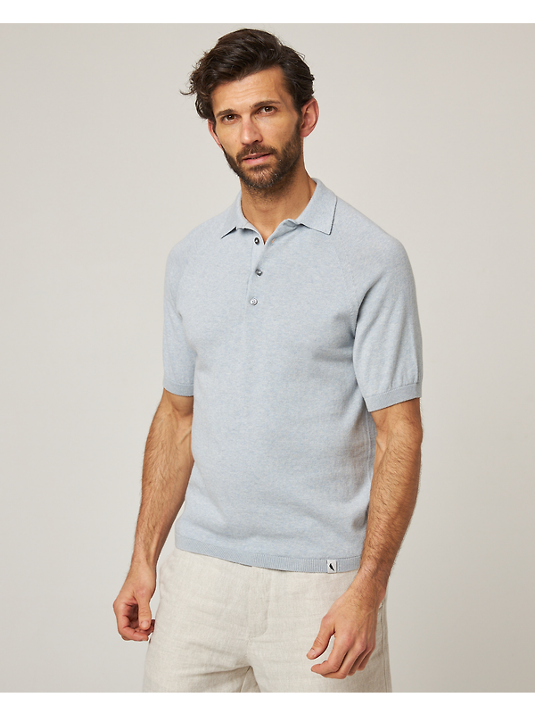 Peregrine Men's Jones Made In England Cotton Polo Shirt 2.0 - Washed Denim Image 2