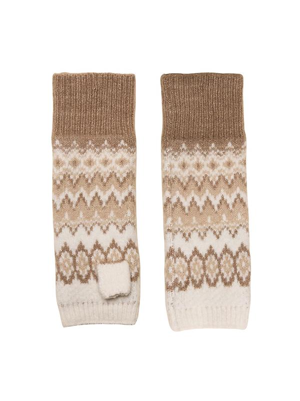 Joules Women's Kara Fairisle Fingerless Gloves - Neutral Image 1
