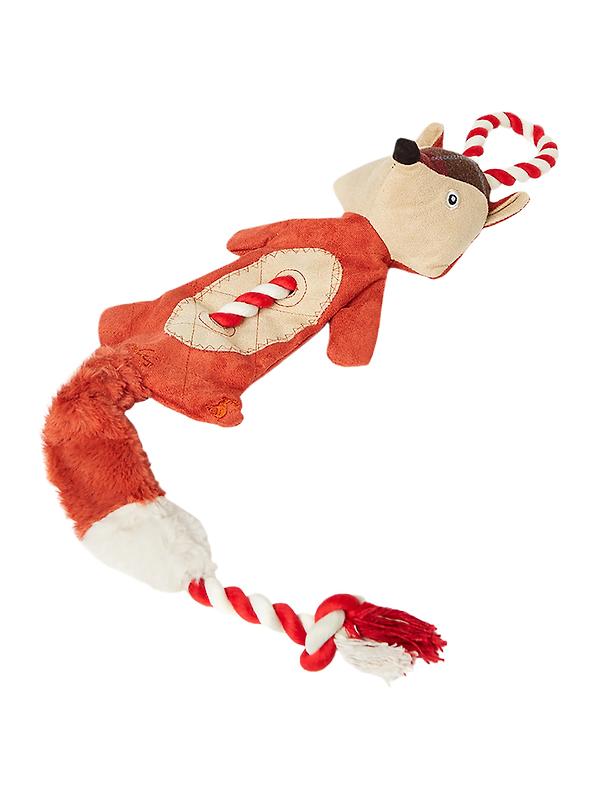 Joules Heritage Tweed Fox Rope Dog Toy - Red Image 1