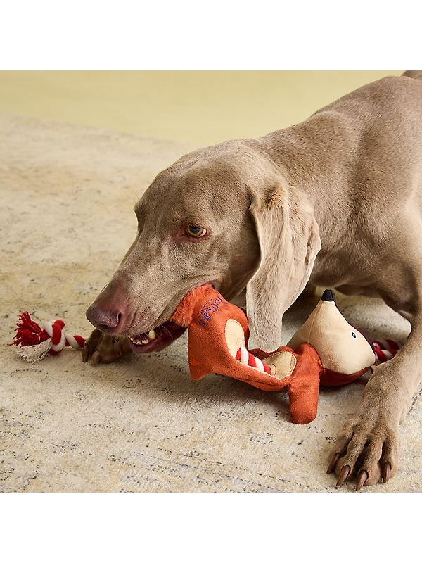 Joules Heritage Tweed Fox Rope Dog Toy - Red Image 10