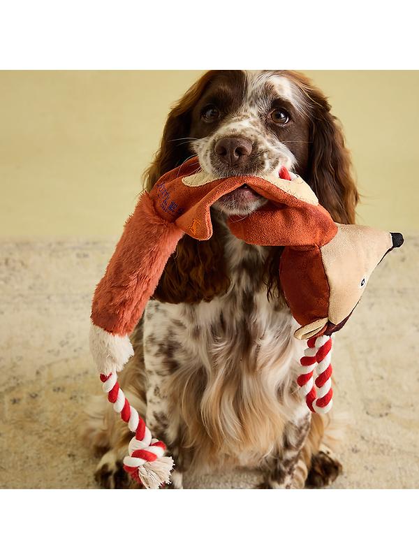 Joules Heritage Tweed Fox Rope Dog Toy - Red Image 2