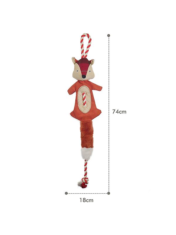 Joules Heritage Tweed Fox Rope Dog Toy - Red Image 7