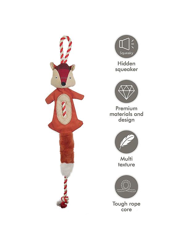 Joules Heritage Tweed Fox Rope Dog Toy - Red Image 6