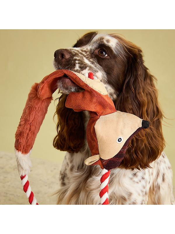 Joules Heritage Tweed Fox Rope Dog Toy - Red Image 8