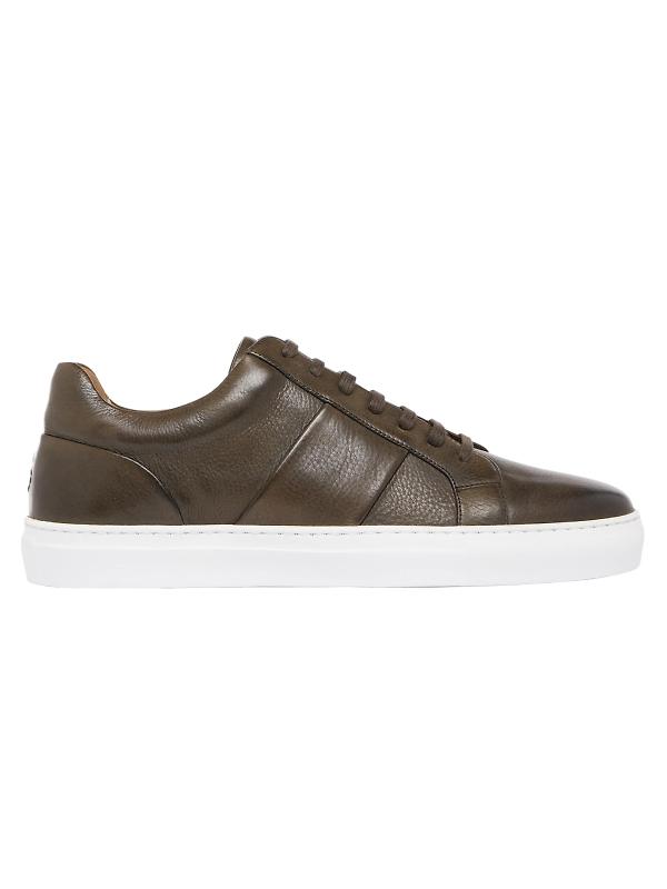 Oliver Sweeney Men's Kendal Milled Leather Cupsole Trainers - Khaki Product Image